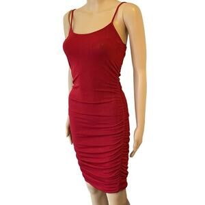 Love J USA Y2K Tank Sun Dress Spaghetti Straps Red Stretch Party Beach Summer S